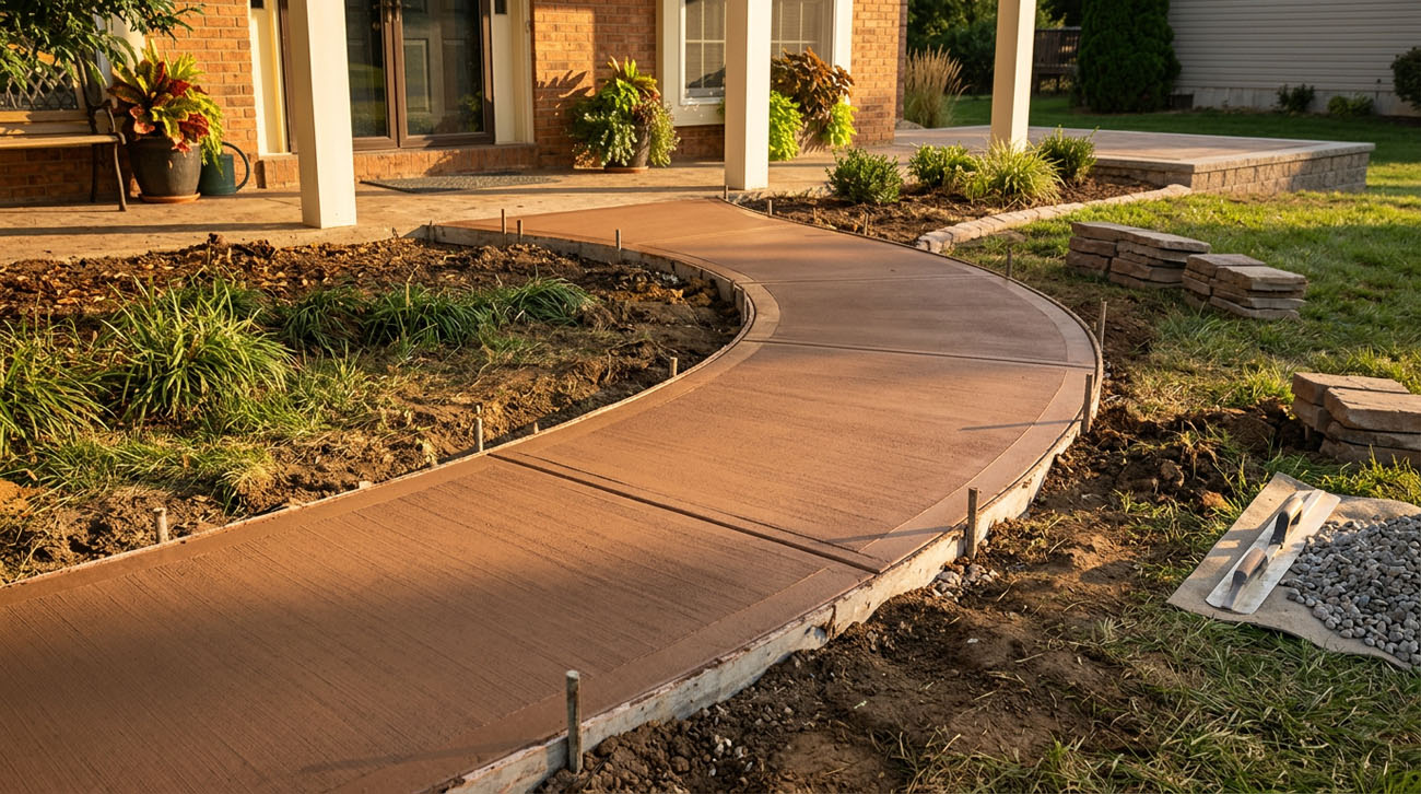 Decorative concrete walkway