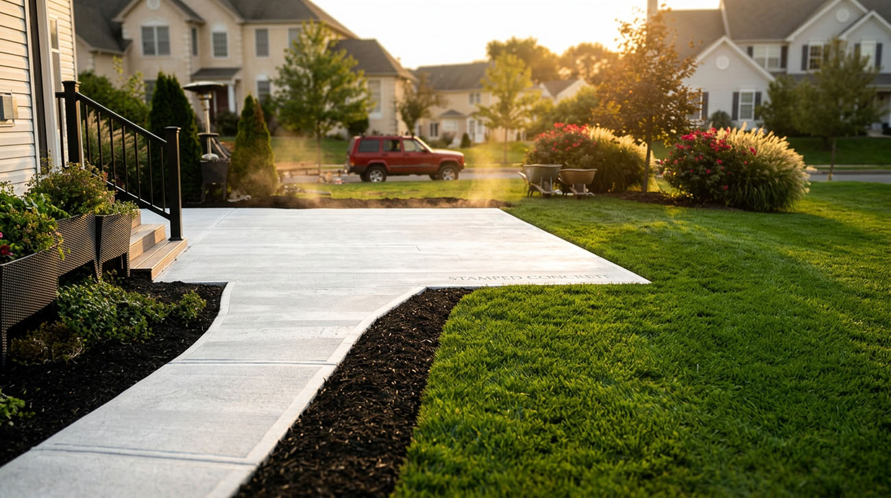 Finished concrete walkway project